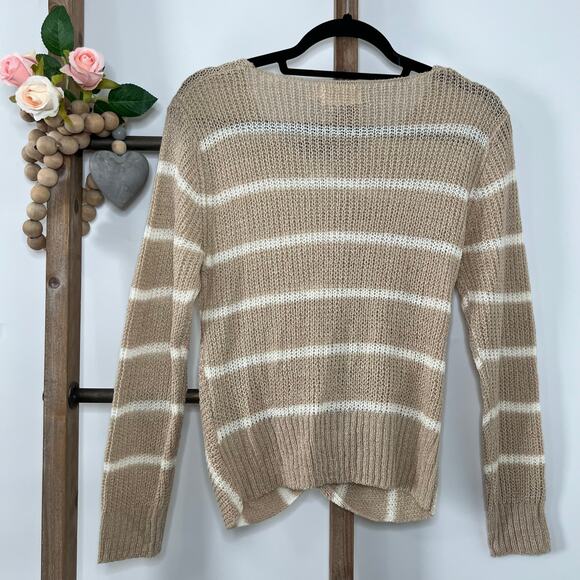 Dreamers‎ Long Sleeve Brown Cream V Neck Sweater Size Small - Picture 5 of 7